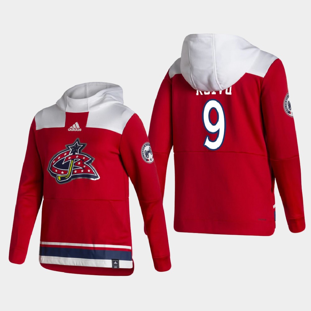 Men Columbus Blue Jackets #9 Roivu Red NHL 2021 Adidas Pullover Hoodie Jersey->columbus blue jackets->NHL Jersey